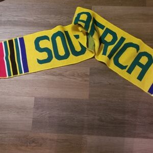 Yellow Knit 'South Africa' Scarf with Green Lettering